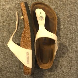 White sparkly Birkenstock sandals